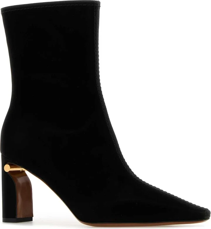 Black Fabric Ankle Boots - Image 2