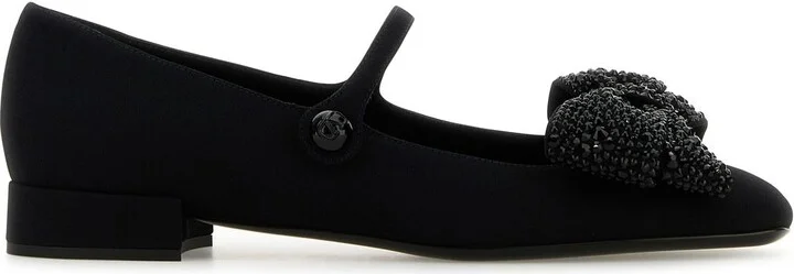 Black fabric ballerinas