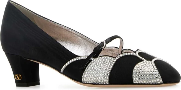 Black Fabric Bowow Pumps - Image 2