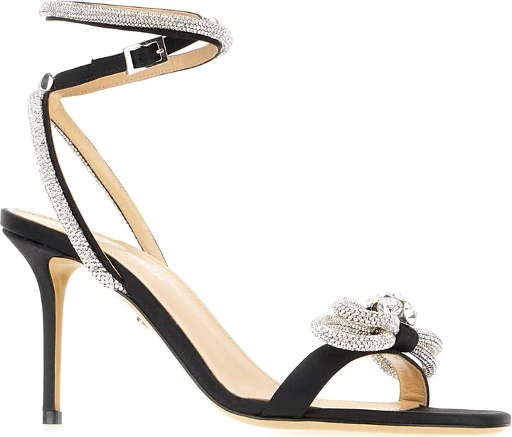 Black Fabric Double Bow Sandals - Image 2