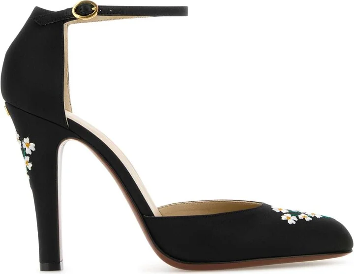 Black Fabric Hi Dolly Pumps