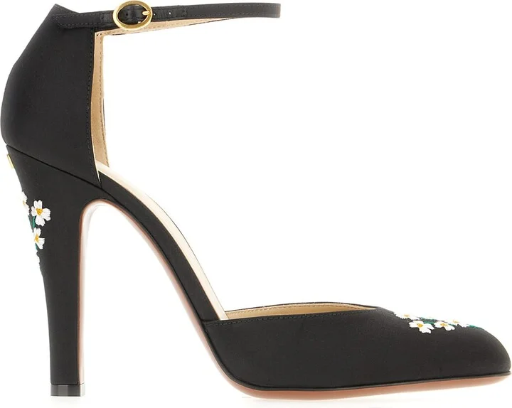 Black Fabric Hi Dolly Pumps