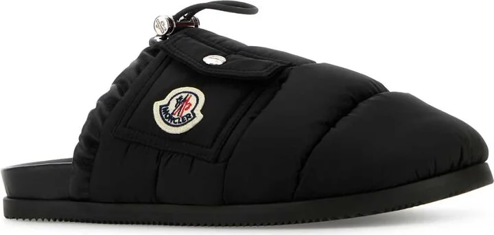 Black Fabric Mon Pocket Slippers - Image 2