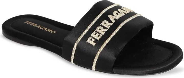 Black Fabric Slide Sandals - Image 2