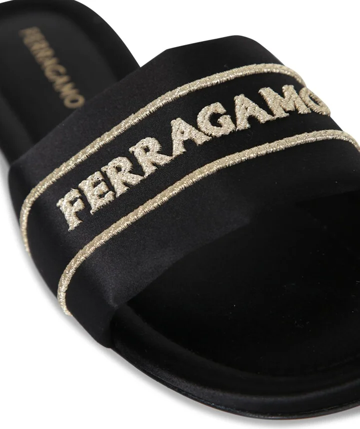 Black Fabric Slide Sandals - Image 4