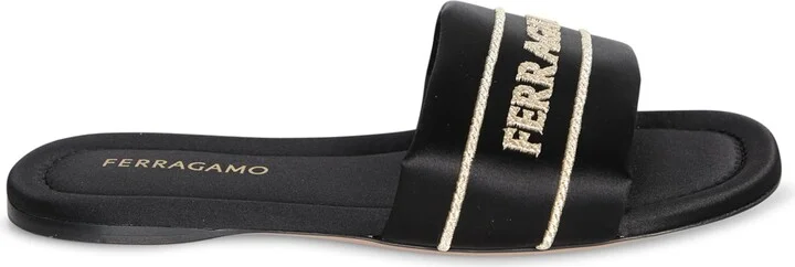Black Fabric Slide Sandals