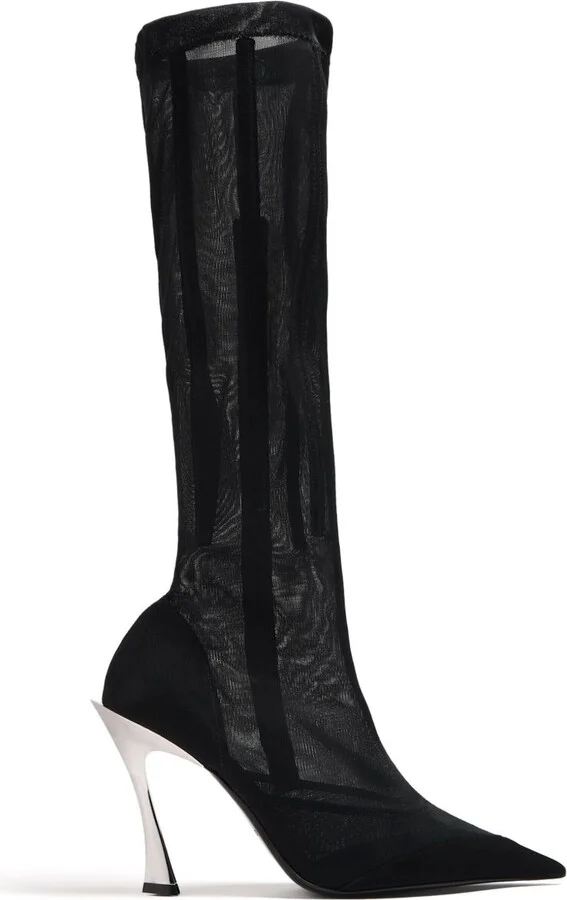 Black Fang 95 Mesh Knee-High Boots