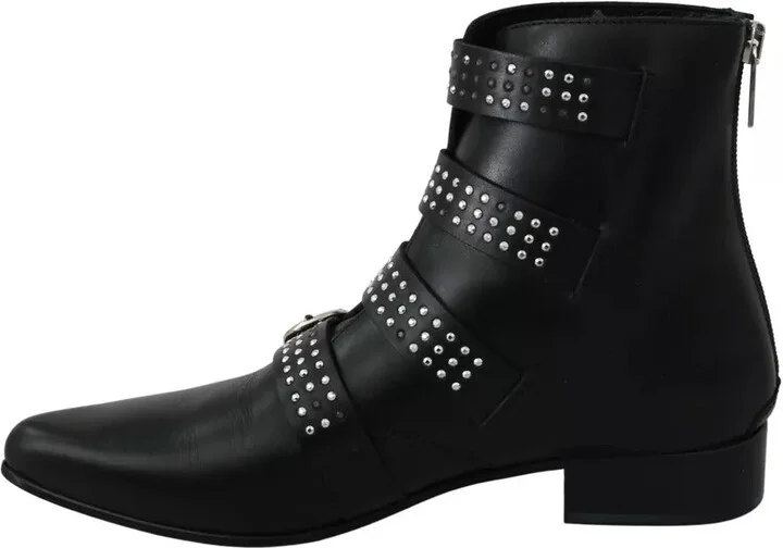 Black Fashion Buckled Zipper Ankle Boots Women's Shoes (Pre-Owned) - Image 3