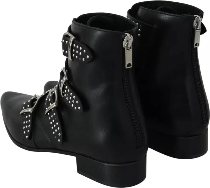 Black Fashion Buckled Zipper Ankle Boots Women's Shoes (Pre-Owned) - Image 5