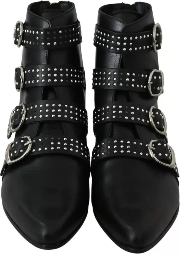 Black Fashion Buckled Zipper Ankle Boots Women's Shoes (Pre-Owned) - Image 6