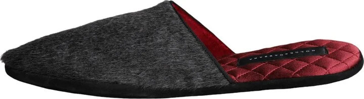 Black Faux Fur Slides Slippers Slip On Men's Shoes - Image 5
