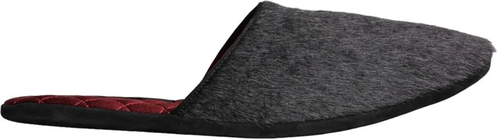 Black Faux Fur Slides Slippers Slip On Men's Shoes