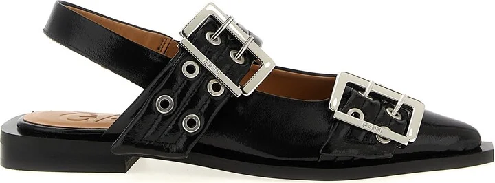 'black Feminine Buckle' Slingback