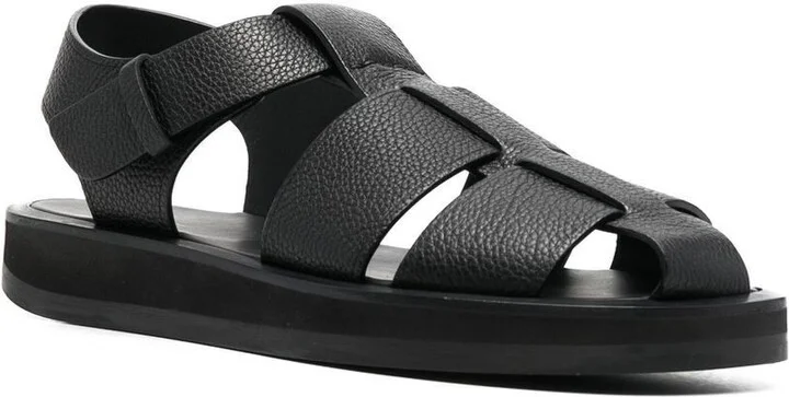 Black Fisherman Leather Sandals - Image 2