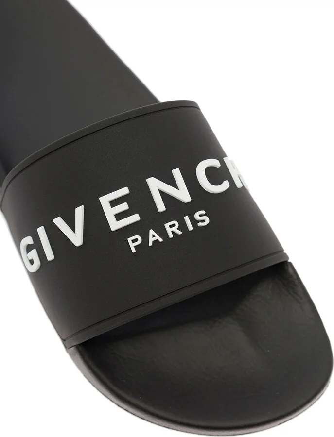 Black Flat Slides With Logo In Polyurethane Man - Image 4
