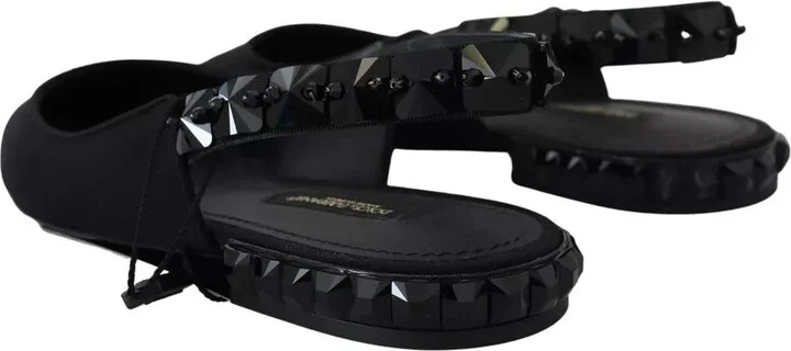 Black Flats Crystal Slingback Charmeuse Women's Shoes (Pre-Owned) - Image 2