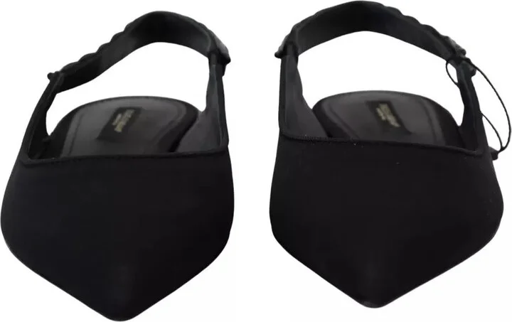 Black Flats Crystal Slingback Charmeuse Women's Shoes (Pre-Owned) - Image 3