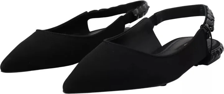 Black Flats Crystal Slingback Charmeuse Women's Shoes (Pre-Owned) - Image 4