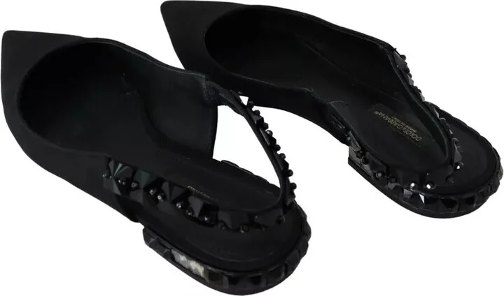 Black Flats Crystal Slingback Charmeuse Women's Shoes (Pre-Owned) - Image 5