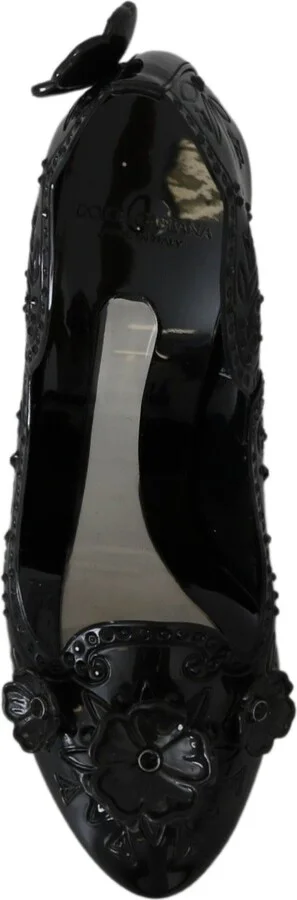 Black Floral Crystal CINDERELLA Heels Women's Shoes - Image 3