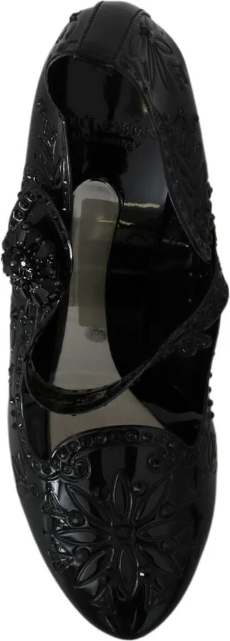 Black Floral Crystal CINDERELLA Heels Women's Shoes - Image 2