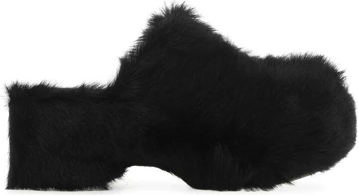Black Fur Clogs