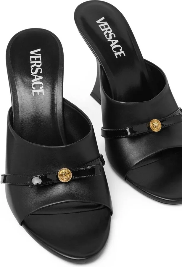 Black Gianni Ribbon 95 Leather Mules - Image 4