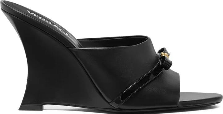 Black Gianni Ribbon 95 Leather Mules