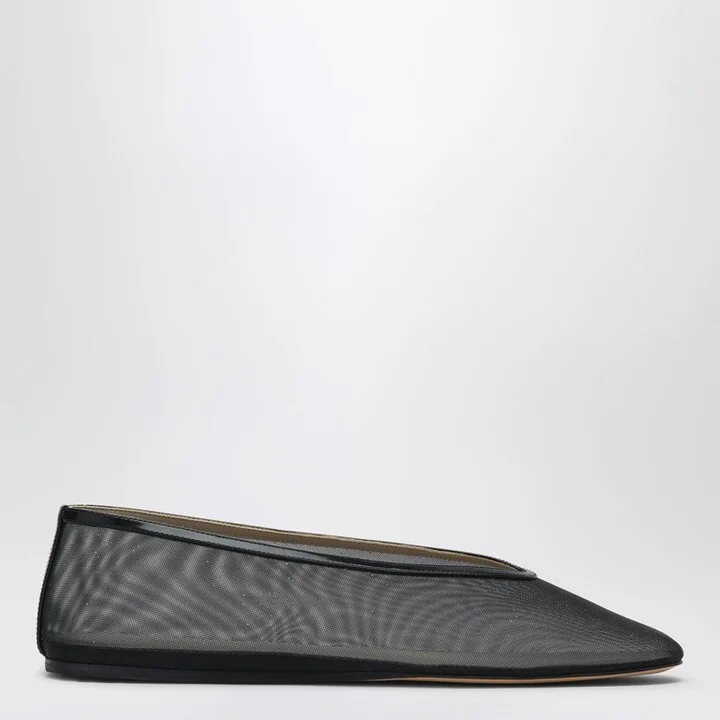 Black glitter Luna slipper with net