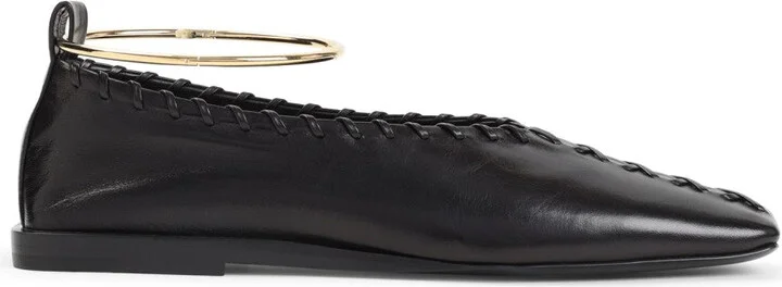 Black Goat Leather Ballerina