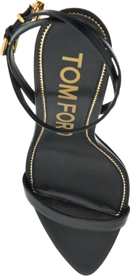 Black Goat Leather Sandals With 10 Cm Stiletto Heel And Ankle Strap - Image 2