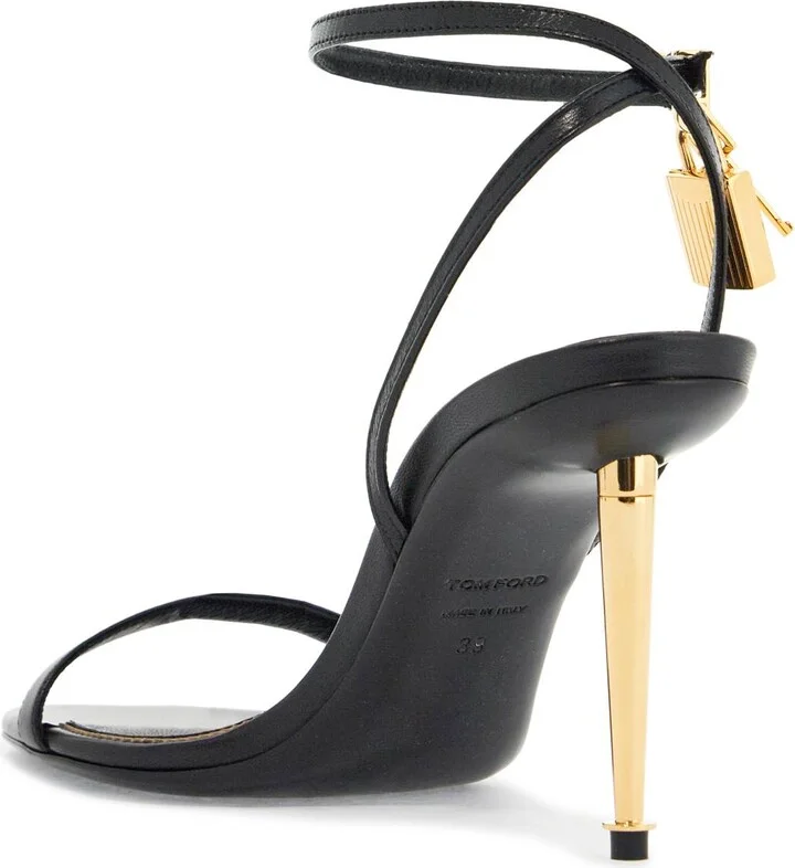 Black Goat Leather Sandals With 10 Cm Stiletto Heel And Ankle Strap - Image 3