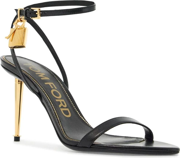 Black Goat Leather Sandals With 10 Cm Stiletto Heel And Ankle Strap - Image 4