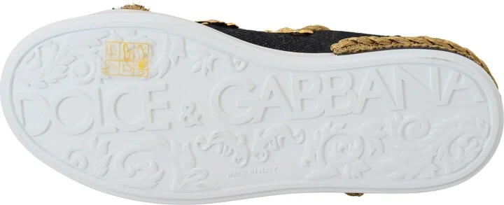 Black Gold Baroque Portofino Leather Sneakers Women's Shoes (Pre-Owned) - Image 5