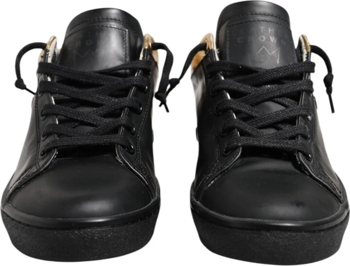 Black Gold Lace Up Low Top Women Sneakers Women's Shoes (Pre-Owned) - Image 2