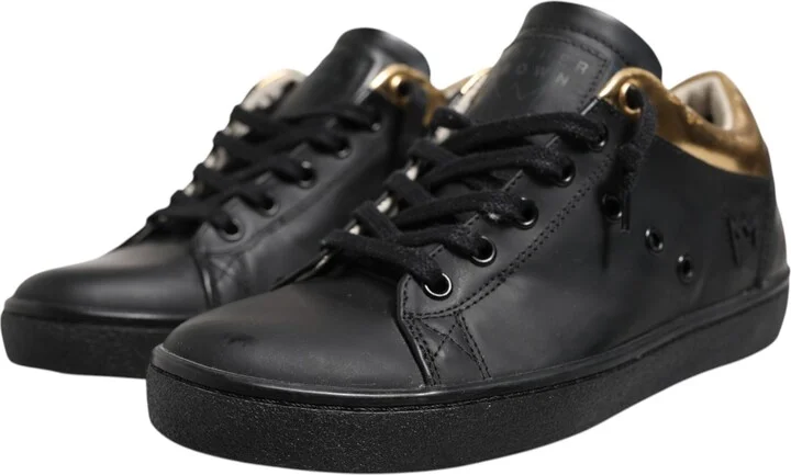 Black Gold Lace Up Low Top Women Sneakers Women's Shoes (Pre-Owned) - Image 3