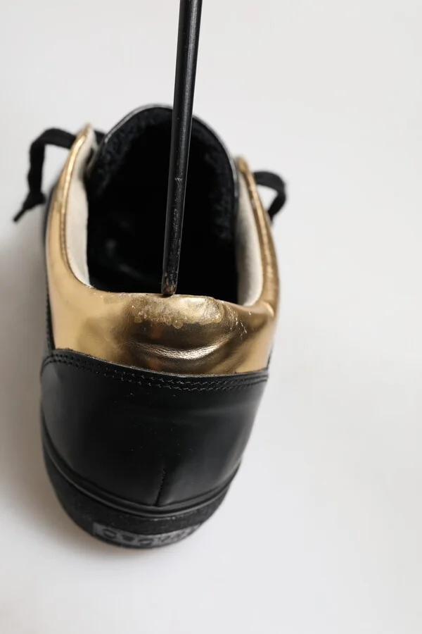 Black Gold Lace Up Low Top Women Sneakers Women's Shoes (Pre-Owned) - Image 6