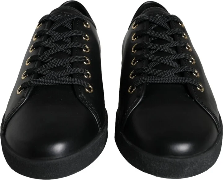 Black Gold Leather Classic Sneakers Women's Shoes - Image 2