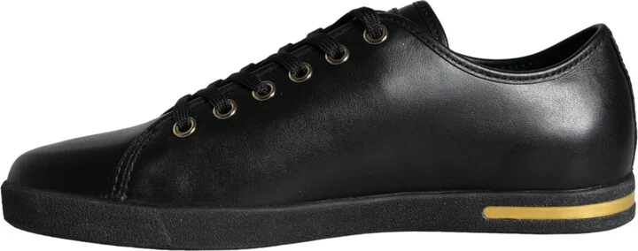 Black Gold Leather Classic Sneakers Women's Shoes - Image 5