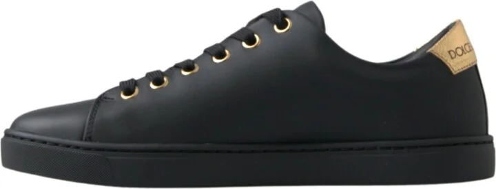 Black Gold Leather Classic Sneakers Women's Shoes - Image 2