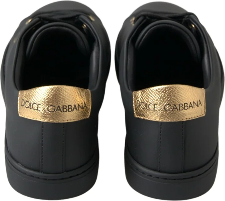 Black Gold Leather Classic Sneakers Women's Shoes - Image 6