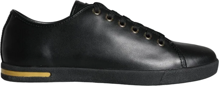 Black Gold Leather Classic Sneakers Women's Shoes