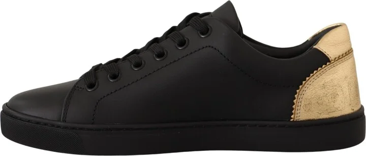 Black Gold Leather Low Top Sneakers Womens Shoes (Pre-Owned) - Image 6