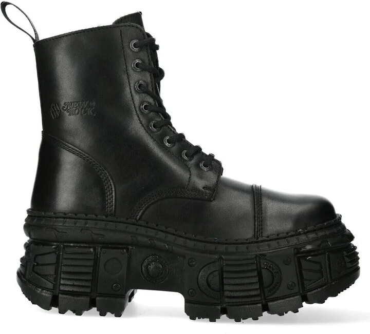 Black Goth Leather Boots-WALL083C-S5