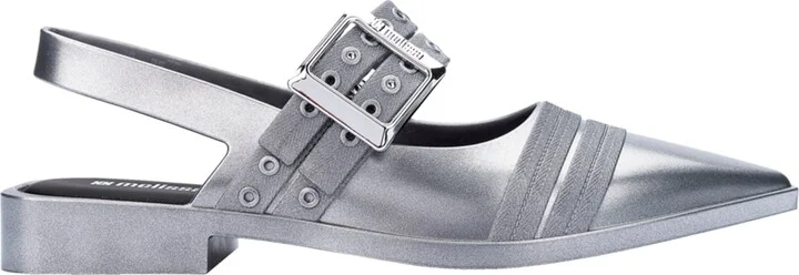Black / Grey / Silver Ladylike Strap Low Heels - Silver Black