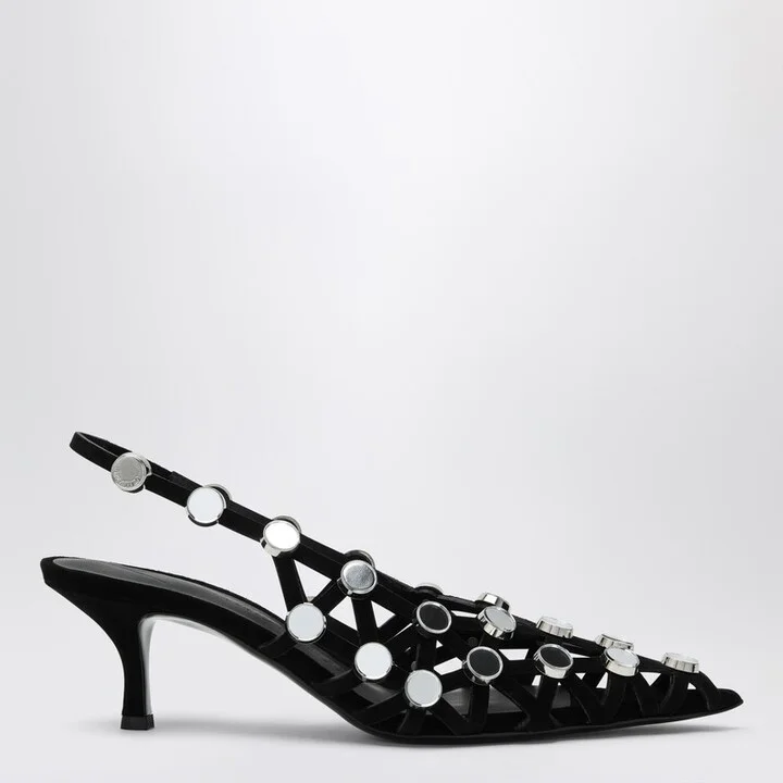 Black Grid Slingback