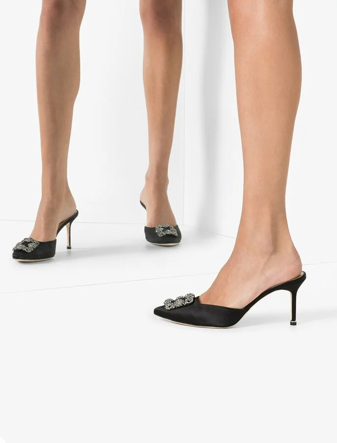 Black Hangisi 70 Satin Pumps - Image 3