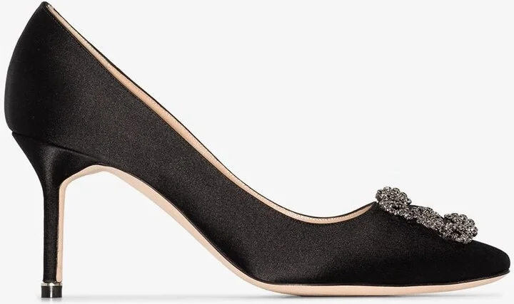 Black Hangisi 70 Satin Pumps