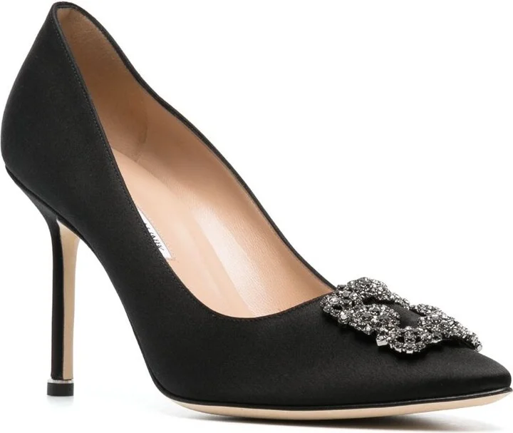 Black Hangisi 90 Crystal Satin Pumps - Image 2