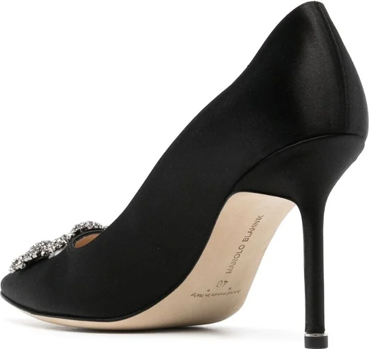 Black Hangisi 90 Crystal Satin Pumps - Image 3